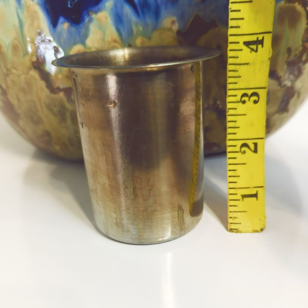 Japanese Studio Pottery Jardinière Square Planter With Abstract Glaze Blue Brown - Picture 11 of 12
